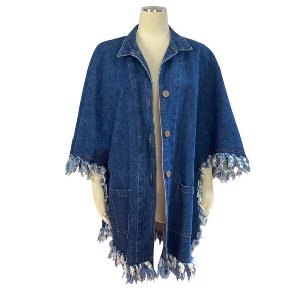 RAMA vintage denim poncho jacket - Picture 1 of 13